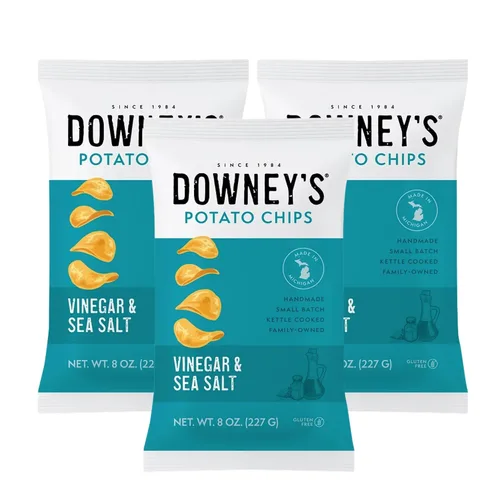 Miniatura 5 de Downey's Papas fritas, papas fritas cocidas en hervidor, aperitivo hecho a mano, lote pequeño, ligero y crujiente, sin gluten, hecho en Michigan