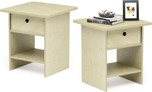 Miniatura 16 de Mesa de noche con cajón Furinno, Madera, Marrón oscuro/Negro