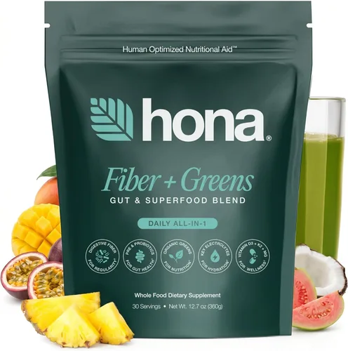 Polvo de fibra y verduras, mezcla de intestino y superalimentos, polvo de superalimentos verdes con 0.31 onzas de fibra, prebióticos, probióticos y