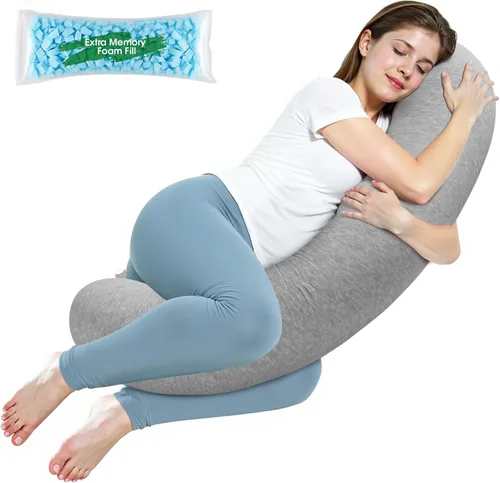 SweetSlubr Almohada corporal, almohadas de embarazo para dormir, almohada de maternidad en forma de C para mujeres embarazadas con firmeza