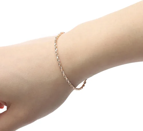 Miniatura 8 de Floreo 10k Yellow Gold or White Gold or Rose Gold 2.5mm Solid Rope Chain Diamond Cut Bracelet or Anklet
