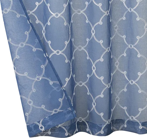 Miniatura 7 de Creative Home Ideas Cortinas transparentes (2 paneles, 38 x 63 pulgadas, azul), paneles de cortina geométricos bordados con alzapaños, cortinas