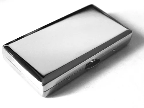 Estuche para cigarrillos estilo victoriano, soporte metálico para bolsillo de tamaño regular, king y 100's, cartera de seguridad (PLN-S100, plateado)