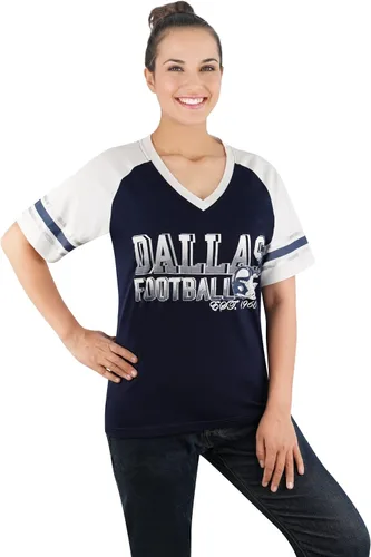 Miniatura 2 de Camisetas raglán Athletic City para mujeres fanáticos del fútbol - Azul marino y blanco