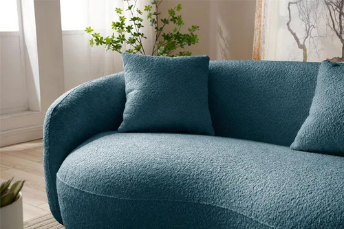 Miniatura 5 de Moderno sofá curvado de 4 asientos en tela transpirable 93.6 pulgadas de ancho elegante sofá de sala de estar con marco de madera maciza