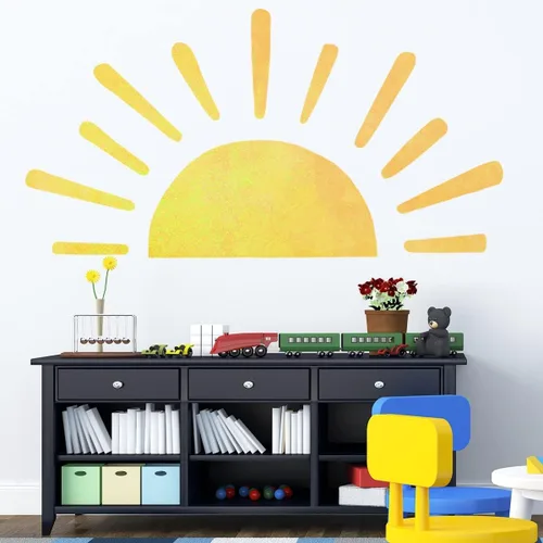 Miniatura 4 de 45.6 x 23.8 pulgadas, diseño bohemio de medio sol, calcomanías de pared removibles para pared, vinilo para despegar y pegar, calcomanías de medio