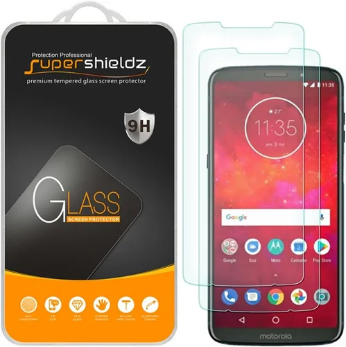 Supershieldz Protector de pantalla de vidrio templado diseñado para Motorola Moto Z3 y Moto Z3 Play, antiarañazos, sin burbujas