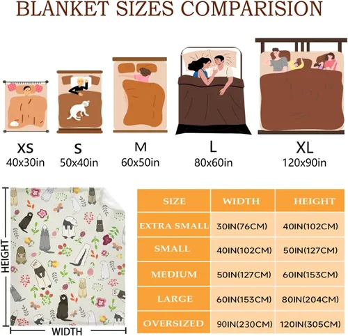 Miniatura 3 de Manta linda de hurones, regalos para mujeres, amantes de los hurones, manta ligera y suave de franela de forro polar para sofá y cama, tamaño XS