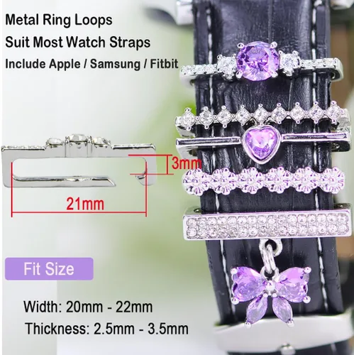 Miniatura 7 de Abalorio de Correa de Reloj, Anillos Decorativos Compatibles con Correas de Silicona de Apple para Mujeres 49mm 45mm 44mm 42mm 41mm 40mm 38mm