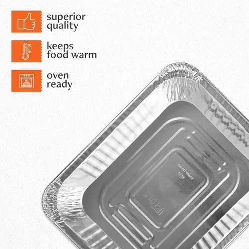 Miniatura 5 de PLASTICPRO Bandejas de papel de aluminio desechables de 9 x 13, alta resistencia, tamaño medio, para cocinar, hornear, cocer al vapor, perfectas