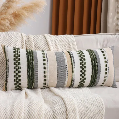 Miniatura 28 de Juego de 2 fundas de almohada bohemias de 18 x 18 pulgadas, fundas de almohada decorativas de felpilla con patrón de granja para decoración del hogar