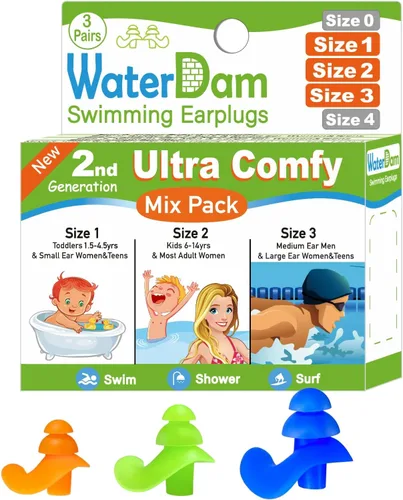 Miniatura 27 de WaterDam A-Series - Tapones de natación para los oídos, ultra cómodos, grandes, impermeables