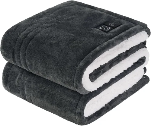 Miniatura 13 de Sealy Manta Térmica Tipo Throw con Controlador de Botón Integrado, Manta Eléctrica Reversible de Franela a Sherpa con 2-10 Horas de Apagado
