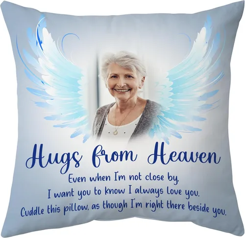 Miniatura 24 de Hyturtle Almohada conmemorativa personalizada de condolencias con inserto de 12 x 12 pulgadas, regalos impresos de doble cara para la pérdida de un