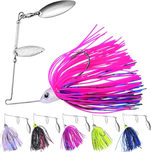 Miniatura 8 de Spinnerbait - Señuelo de pesca de metal duro, kit de cebos giratorios para lubina, trucha, lucio, salmón, lucioperca, agua dulce y salada, 5