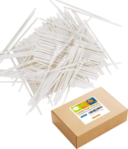 Miniatura 9 de 100 unidades de palos de piruleta de papel blanco de 6 pulgadas, palos para pastel de piruleta, palos de chupete para galletas, caramelo arcoíris