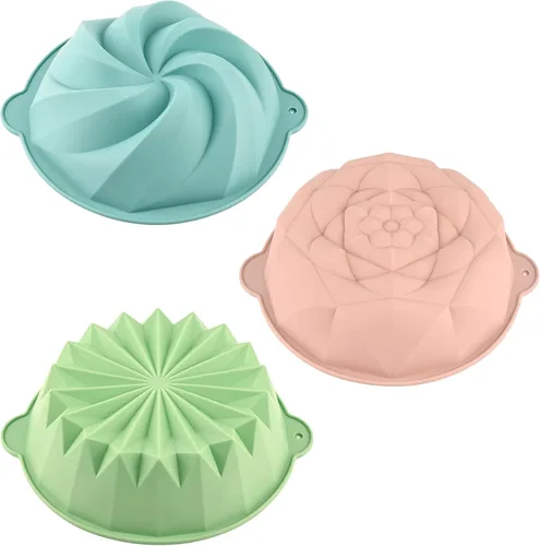 Miniatura 10 de HUAKENER 2 Pack Heart Fluted Cake Pan, 9 Inch Heart Cake Molds, Nonstick Silicone Cake Molds