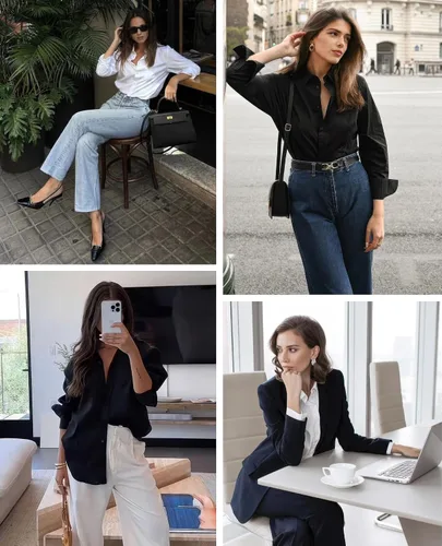 Miniatura 7 de siliteelon Camisas de vestir con botones para mujer, camisas de vestir de manga larga para mujer, camisas de trabajo de algodón de ajuste regular
