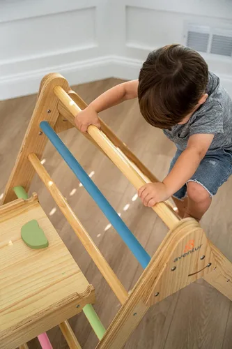 Miniatura 7 de Avenlur Hazel - Gimnasio de escalada interior 5 en 1, juego de escalada Waldorf y Montessori con escalera triangular, rampa de escalada, escalador