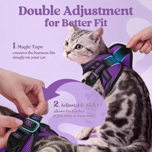 Miniatura 3 de rabbitgoo Juego de arnés y correa para gatos para caminar, a prueba de escapes, chaleco suave ajustable para gatitos con tira reflectante