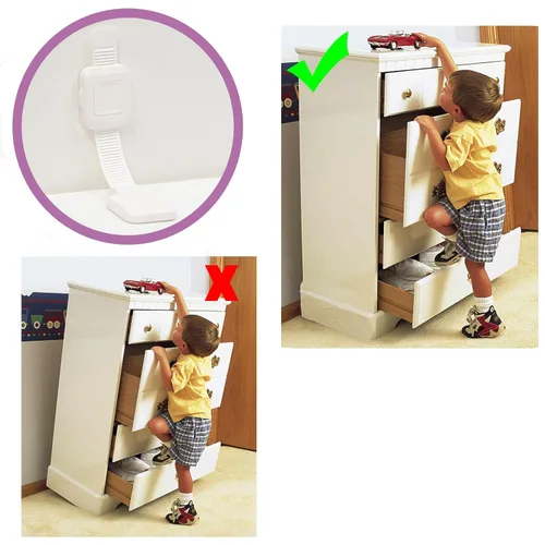Miniatura 2 de Anclaje adhesivo mejorado para muebles sin taladro, correas ajustables para pared de muebles antipuntas para bebés y mascotas, paquete de 4