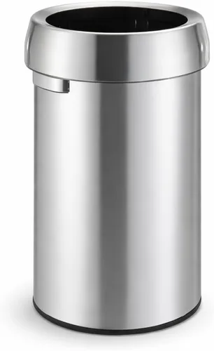 Miniatura 9 de Home Zone Living Bote de basura de 18 galones con parte superior abierta para uso comercial y de oficina, diseño semiredondo con respaldo plano