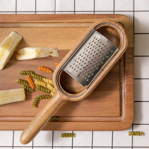 Rallador de queso de madera con asas, rallador de cocina, triturador de madera, cítricos, perfecto para rallador de queso de mano, limón y
