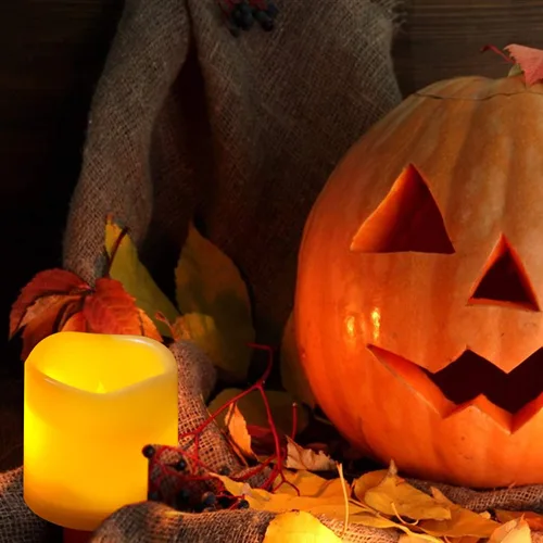 Miniatura 4 de Velas LED sin llama, funciona con pilas, con temporizador integrado de 6 horas, resistente al agua para exteriores, luces de luna para calabaza