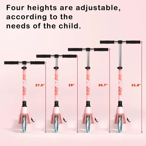 Miniatura 3 de LINGTENG Patinete Eléctrico para Niños de 6 a 10 Años, Patinete de Impulso con Arranque por Patada con Velocidad y Altura Ajustables, Rueda Luminosa
