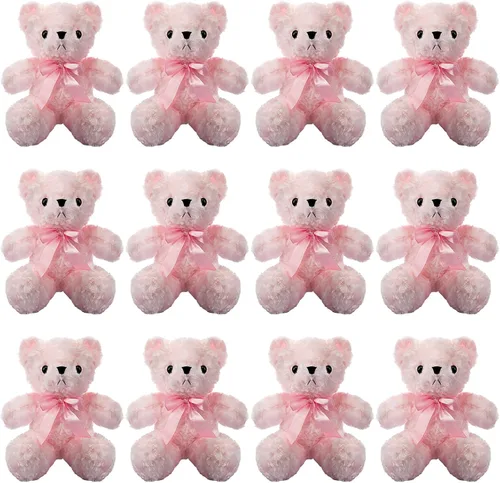 Miniatura 8 de Jenaai 12 piezas de oso de peluche con lazo, osos suaves de regalo para fiestas, centros de mesa de ducha, cumpleaños, decoración de boda, Navidad