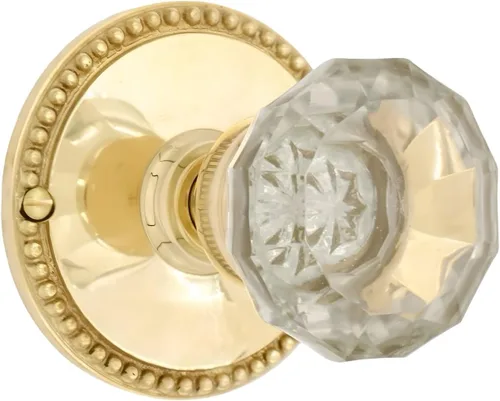 Miniatura 2 de The King's Bay Large Round Beaded Passage Set in Polished Brass - Select Door Knobs (Glass)