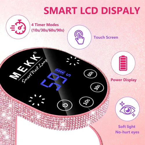 Miniatura 5 de MEKK Mini luz UV inalámbrica para uñas de gel – Mini lámpara de uñas LED UV recargable de 24 W con control táctil y sensor automático, pequeña