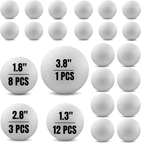 Miniatura 22 de Hygloss Bolas redondas de espuma para manualidades 6 piezas de espuma blanca de 3.8 pulgadas (XPS) para artes, pequeñas bolas de espuma