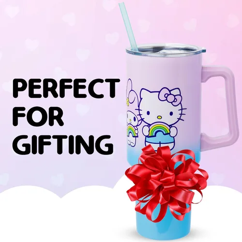 Miniatura 7 de Silver Buffalo Sanrio Hello Kitty and Friends Featuring My Melody, Kuromi, Pompompurin Rainbow Ombre - Vaso de acero inoxidable de doble pared