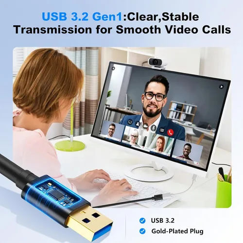 Miniatura 5 de Cable de extensión USB de 1 pie, repetidor USB 3.0 USB macho a hembra con amplificador de señal, cable activo para impresoras, teclados, consola