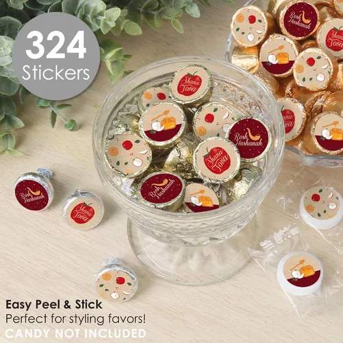 Miniatura 2 de Big Dot of Happiness Rosh Hashanah - Calcomanías redondas pequeñas para fiesta de Año Nuevo judío, etiquetas para recuerdos de fiesta, 324