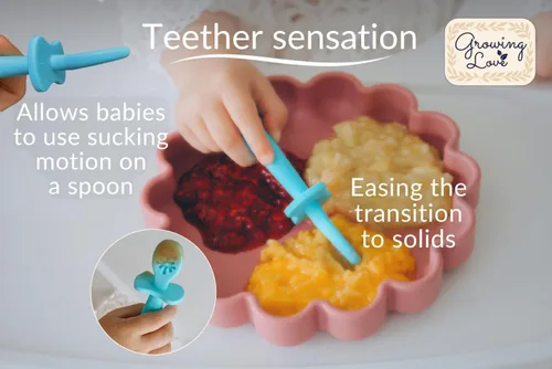 Miniatura 8 de Growing Love Juego de Cucharas para Bebé, Auto Alimentación 6 meses, Pre-Cuchara, Cuchara para niños pequeños, Utensilios para bebés, Cuchara Bebe