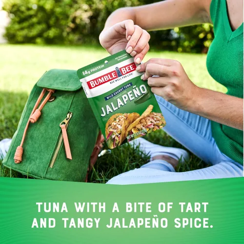 Miniatura 4 de Bumble Bee Jalapeño Atún sazonado, bolsas de 2.5 onzas (paquete de 12) – Listo para comer – Bolsa de atún capturado en la naturaleza – 0.49 oz