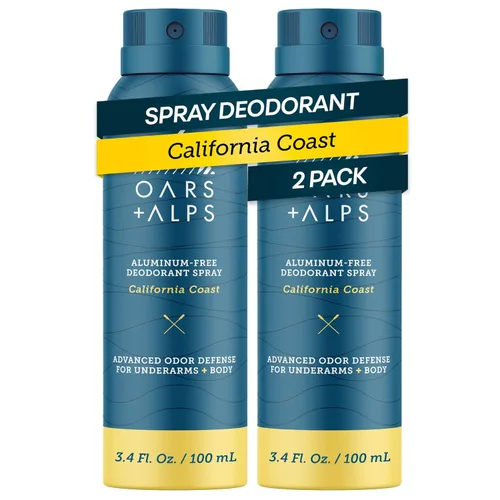 Oars + Alps Desodorante en aerosol de cuerpo completo para hombres y mujeres, desodorante sin aluminio, probado por dermatólogos, extra fuerte,
