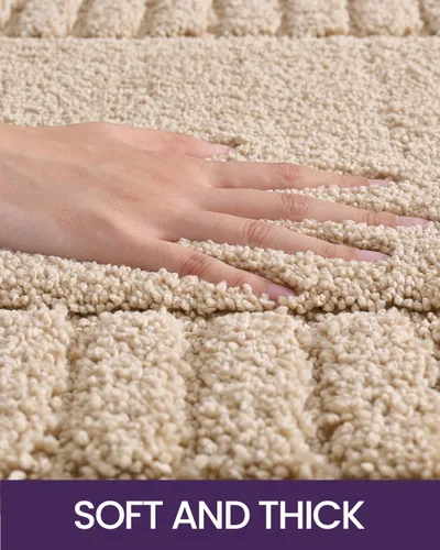 Miniatura 6 de DEXI - Alfombras de baño de 16"x24", alfombras antideslizantes para el suelo del baño, alfombra de baño ultrasuave y absorbente para la ducha, Beige
