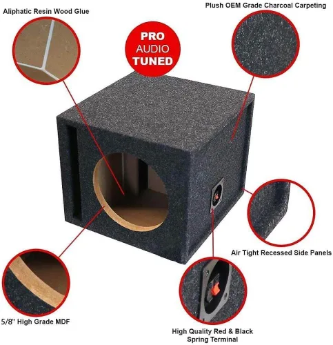 Miniatura 5 de Caja de subwoofer universal alfombrada, 12" de un solo puerto, S12V - Caja abierta