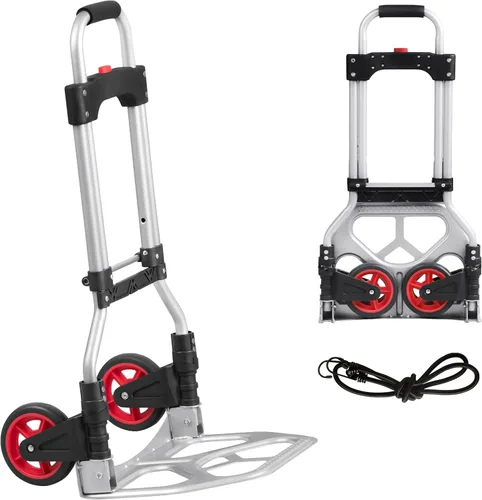 Miniatura 8 de LEADALLWAY Carro de Mano de Aluminio Plegable con Ruedas de 6" Capacidad de 220 libras 220 libras/aluminio