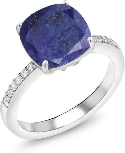 Miniatura 53 de Gem Stone King Anillo de compromiso de plata de ley 925 con piedra preciosa de corte cojín de 0.39 pulgadas Anillo de compromiso de aniversario