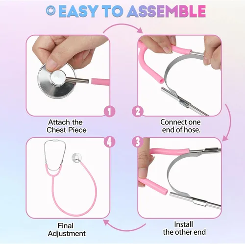 Miniatura 3 de Phobby Juguete de estetoscopio para niños, paquete de 10 juguetes de estetoscopio de trabajo real para niños pequeños de 3, 4, 5, juego de doctor
