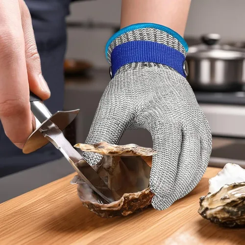 Miniatura 4 de Guantes de malla de malla de acero inoxidable de nivel 9 para cortar ostras Shucking Chopping Butcher