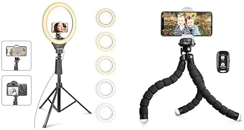 UBeesize Anillo de luz para selfie de 12" con trípode Pro S para teléfono