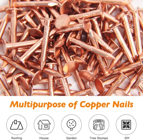 Miniatura 3 de Clavos de cobre – 110 uñas de techo de 1 pulgada – 99.95% clavos de cobre puro para techo, cobre intermitente, árbol, removedor de tocones, raíces
