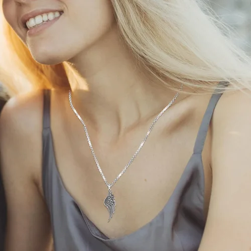 Miniatura 61 de Collar de alas de ángel de plata de ley 925, ángel de la guarda, enfermera RN caduceo, dije de ángel de cristal, joyería de regalo para mujer