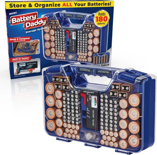 Miniatura 13 de Ontel Battery Daddy - Estuche de almacenamiento y organizador con probador, almacena y protege hasta 180 baterías, doble cara, diseño duradero
