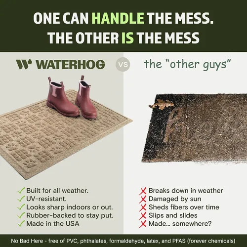 Miniatura 5 de Bungalow Flooring Waterhog - Tapete para puerta, 2 x 3 pies, fabricado en Estados Unidos, duradero y decorativo, antideslizante, interior y Camello